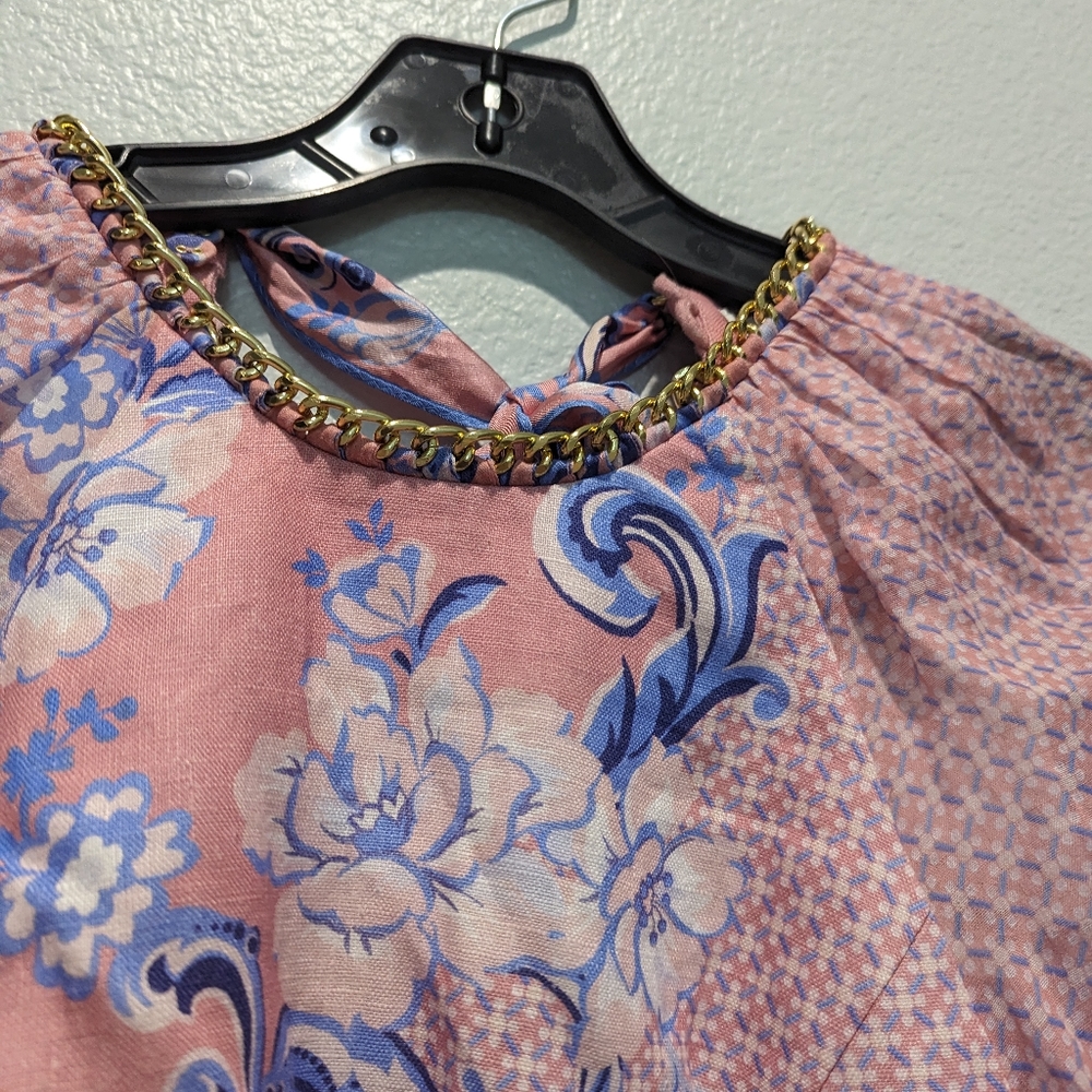 Zimmermann Linen Puff-Sleeve Postcard Minidress - Picture 11 of 12